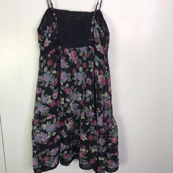 Forever 21 Dress Womens M Empire Waist Mini Dark Florals Square Neck Lace Y2K - Picture 2 of 9